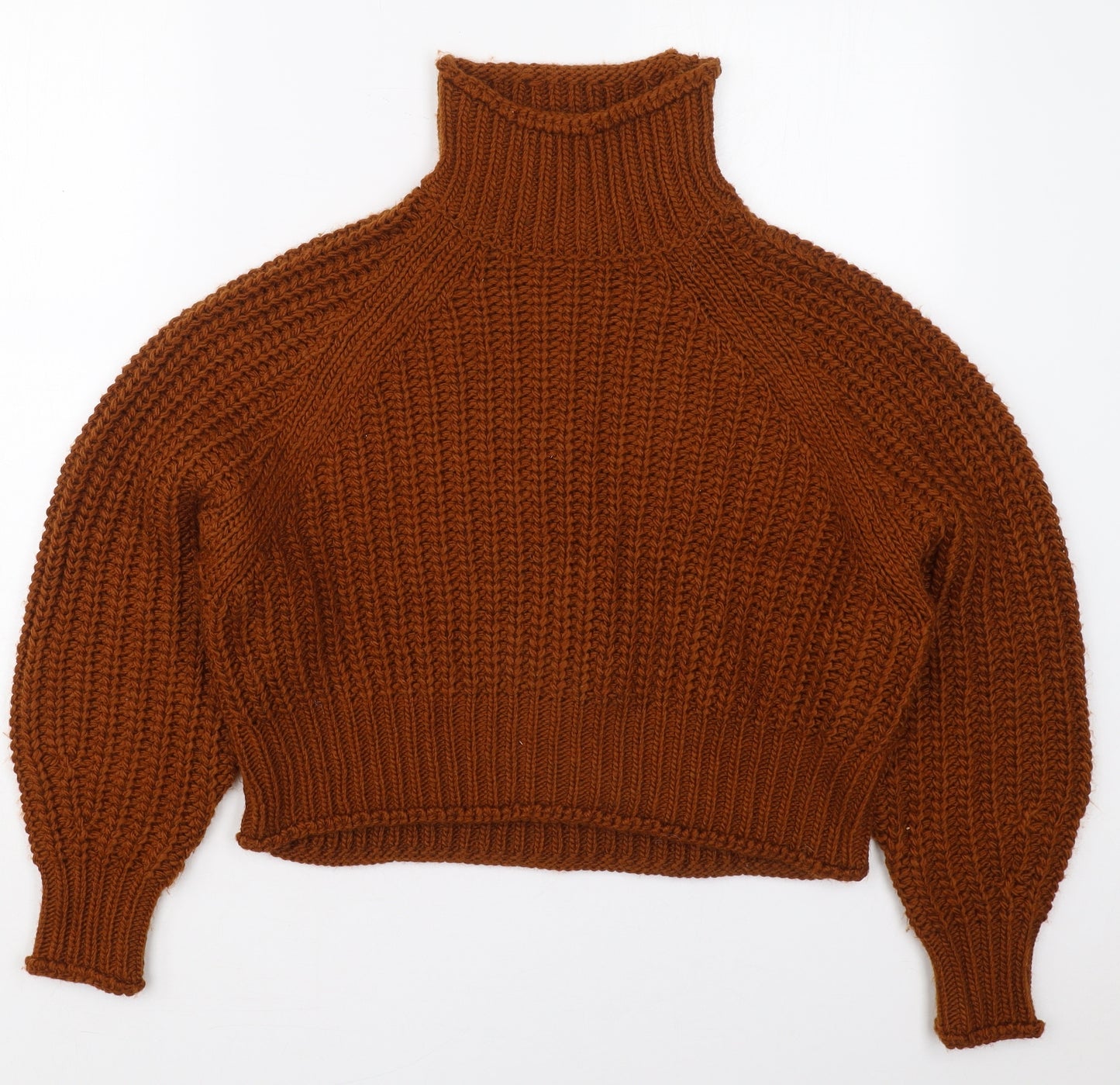 H&M Womens Brown High Neck  Polyester Pullover Jumper Size S