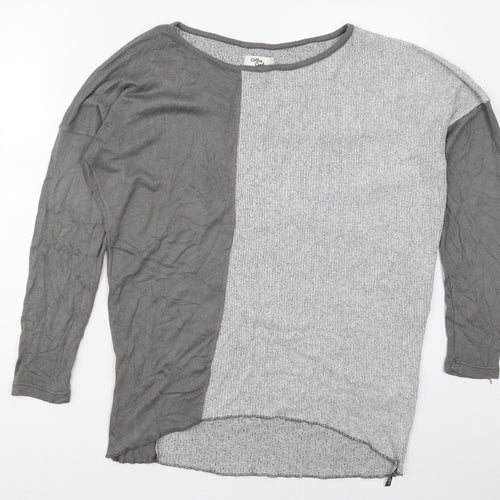 Cotton Candy Womens Grey Boat Neck  Viscose Pullover Jumper Size M