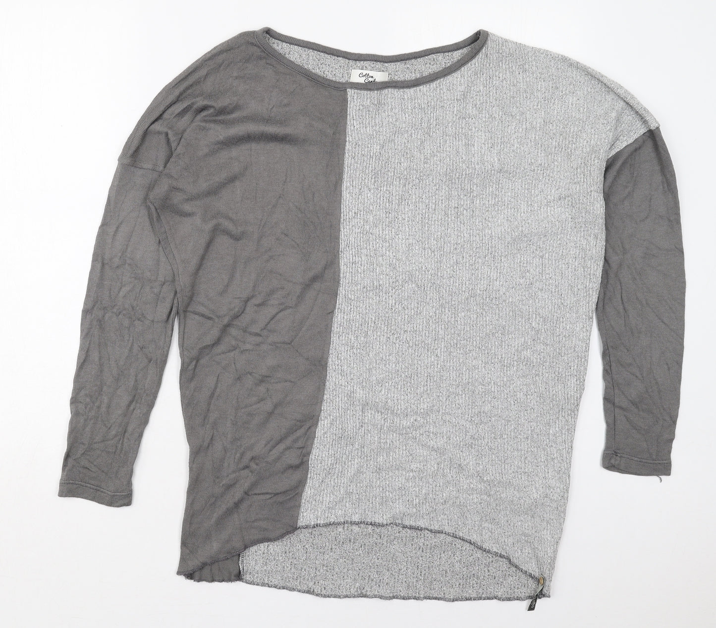 Cotton Candy Womens Grey Boat Neck  Viscose Pullover Jumper Size M