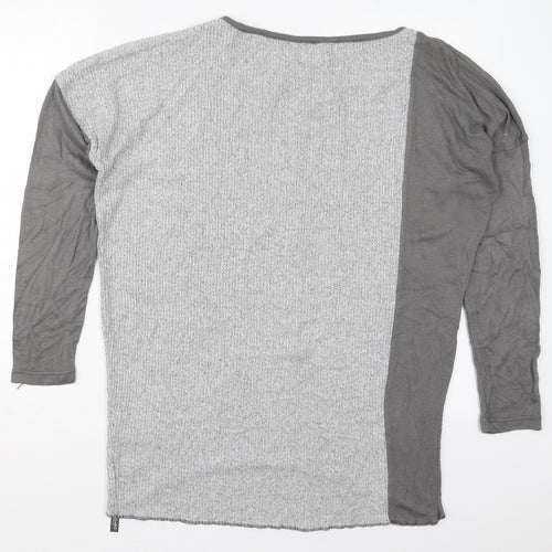 Cotton Candy Womens Grey Boat Neck  Viscose Pullover Jumper Size M