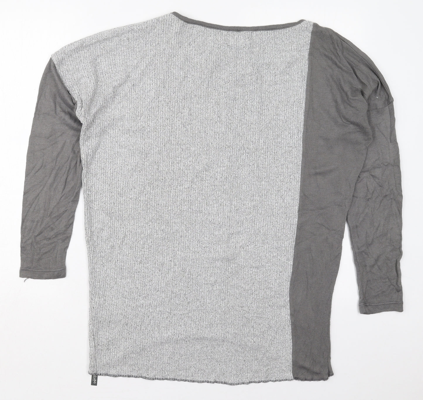 Cotton Candy Womens Grey Boat Neck  Viscose Pullover Jumper Size M