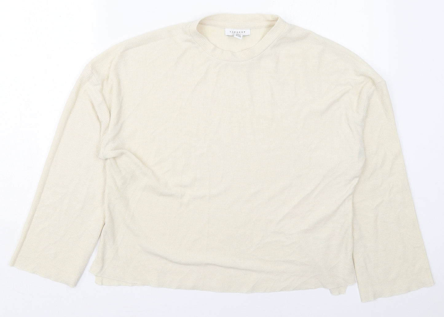 Topshop Womens Beige Crew Neck  Polyester Pullover Jumper Size 8
