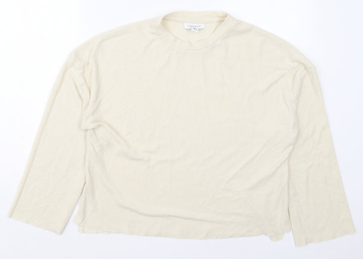 Topshop Womens Beige Crew Neck  Polyester Pullover Jumper Size 8