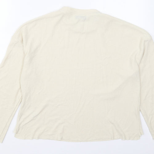 Topshop Womens Beige Crew Neck  Polyester Pullover Jumper Size 8