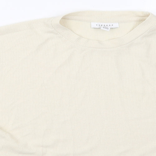 Topshop Womens Beige Crew Neck  Polyester Pullover Jumper Size 8