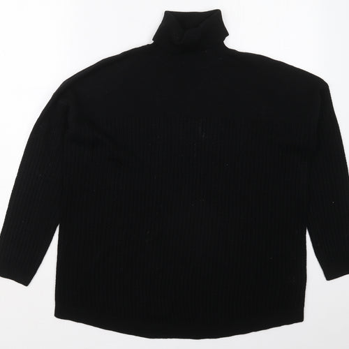 TU Womens Black Roll Neck  Acrylic Pullover Jumper Size 12