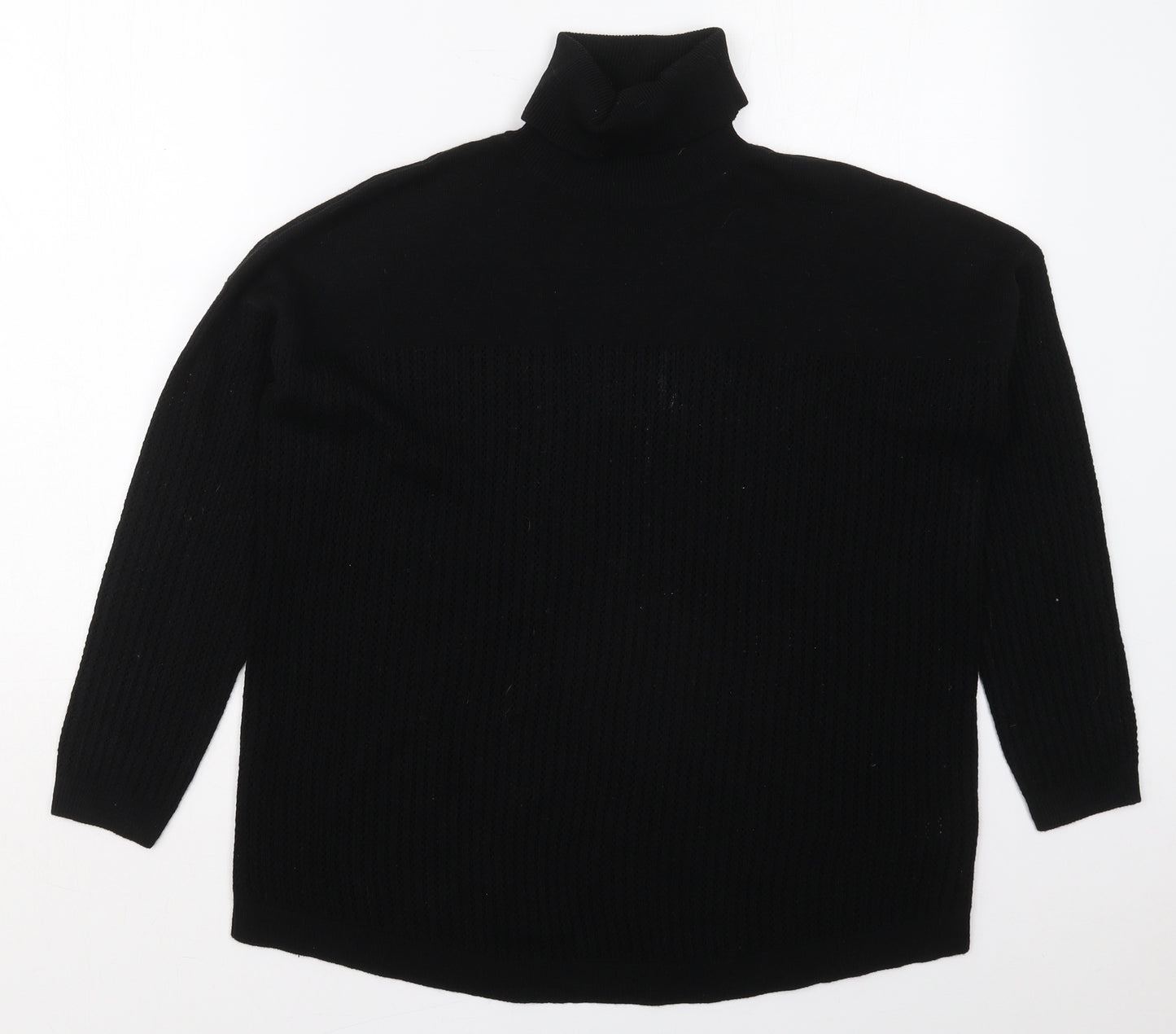 TU Womens Black Roll Neck  Acrylic Pullover Jumper Size 12