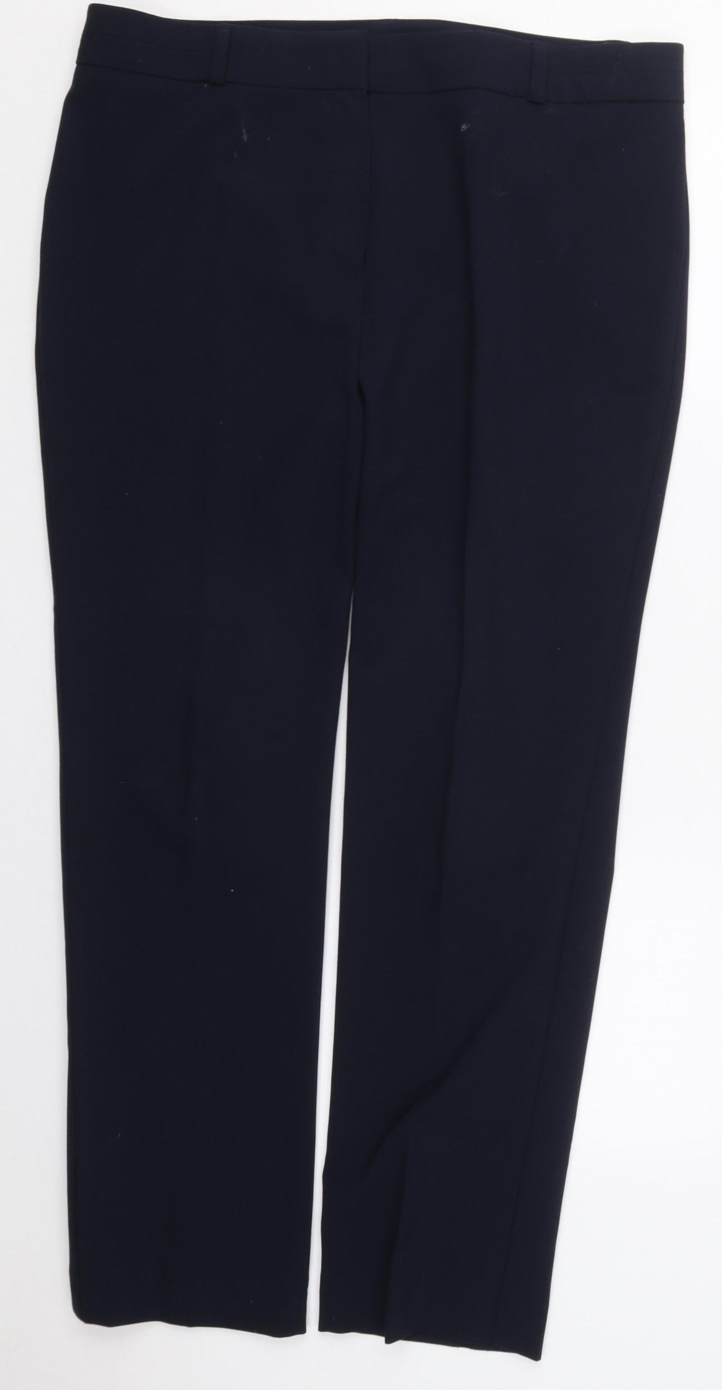 Marks and Spencer Womens Blue  Polyester Trousers  Size 16 L29 in Regular Hook & Eye