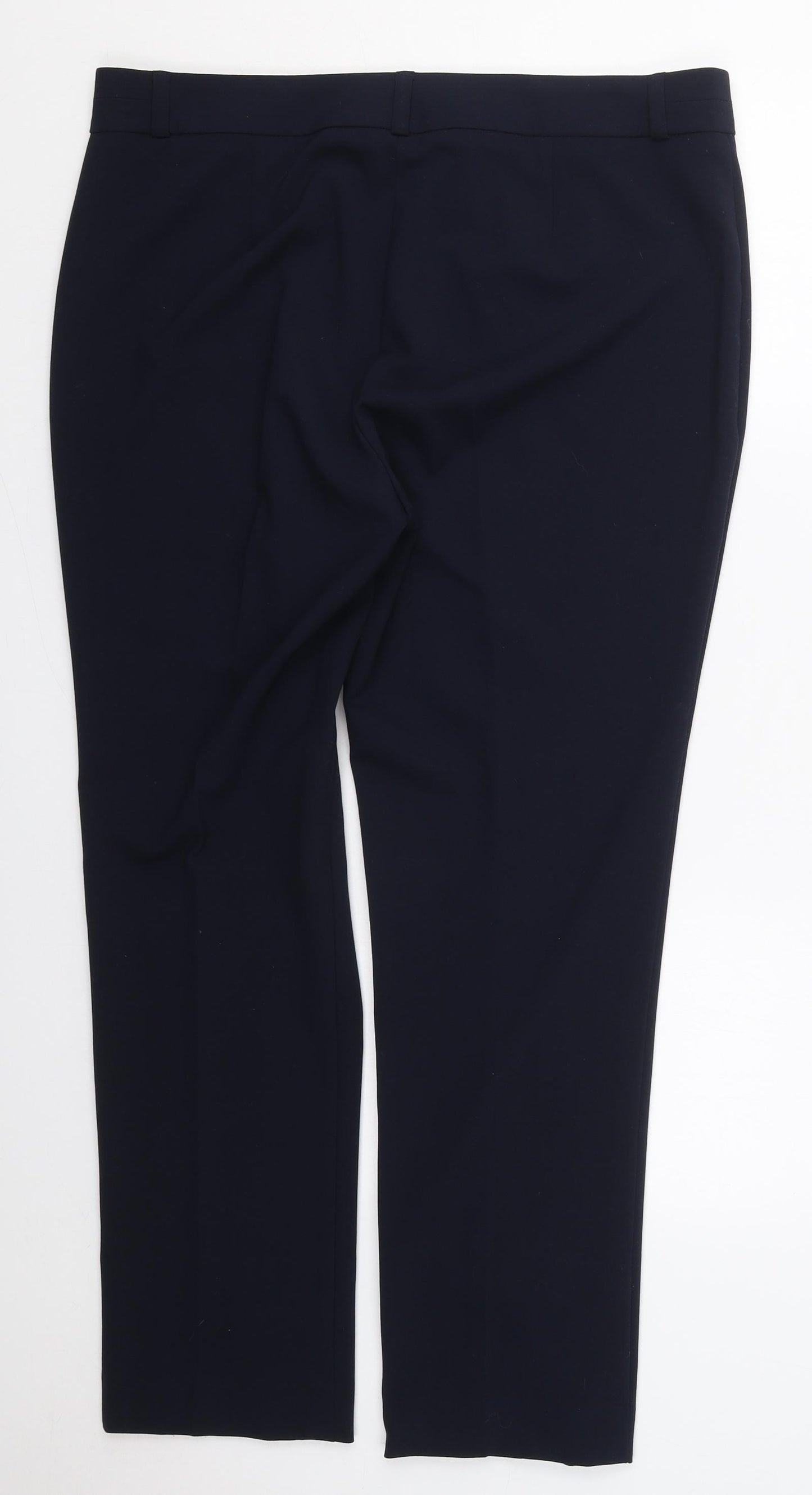 Marks and Spencer Womens Blue  Polyester Trousers  Size 16 L29 in Regular Hook & Eye
