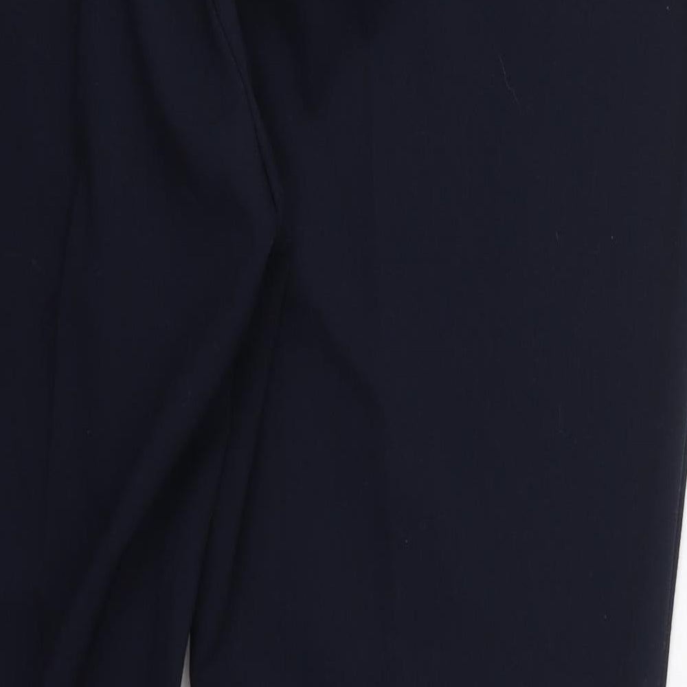 Marks and Spencer Womens Blue  Polyester Trousers  Size 16 L29 in Regular Hook & Eye