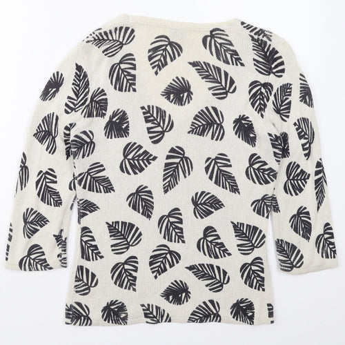 Kaliko Womens Brown V-Neck  Viscose Pullover Jumper Size 10   - Leaf Prints