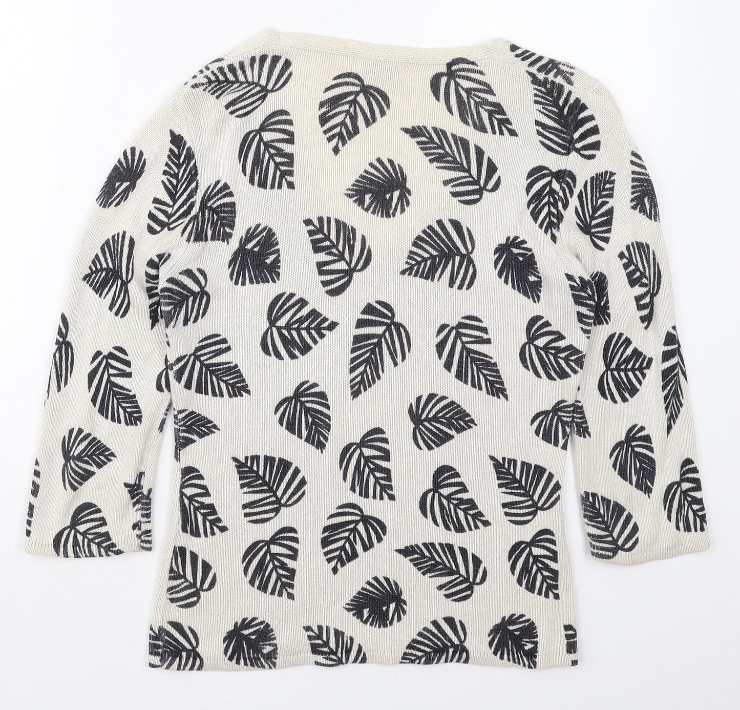 Kaliko Womens Brown V-Neck  Viscose Pullover Jumper Size 10   - Leaf Prints