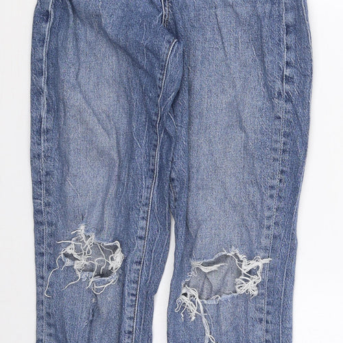 New Look Womens Blue  Cotton Mom Jeans Size 6 L26 in Regular Button