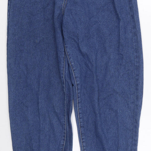 PRETTYLITTLETHING Womens Blue  Cotton Mom Jeans Size 4 L28 in Regular Button