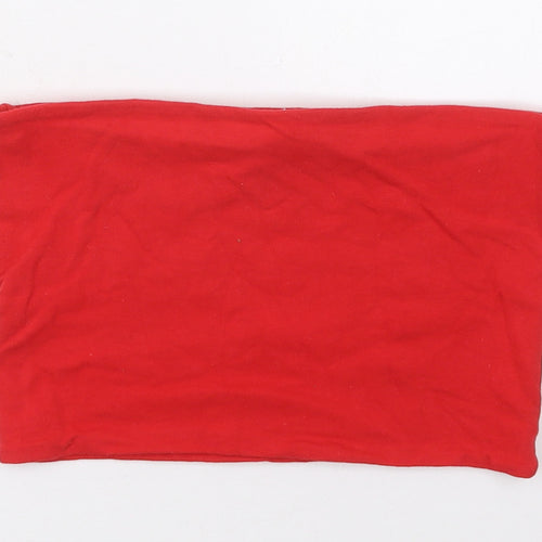Topshop Womens Red  Cotton Cropped Tank Size 10 Round Neck