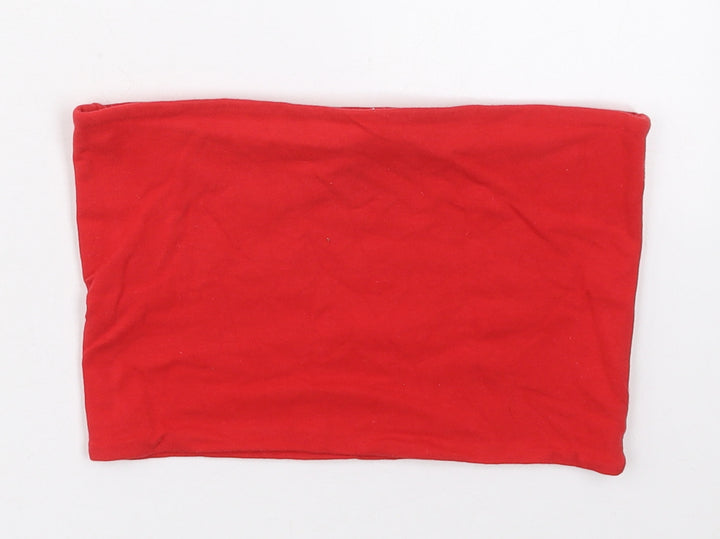Topshop Womens Red  Cotton Cropped Tank Size 10 Round Neck