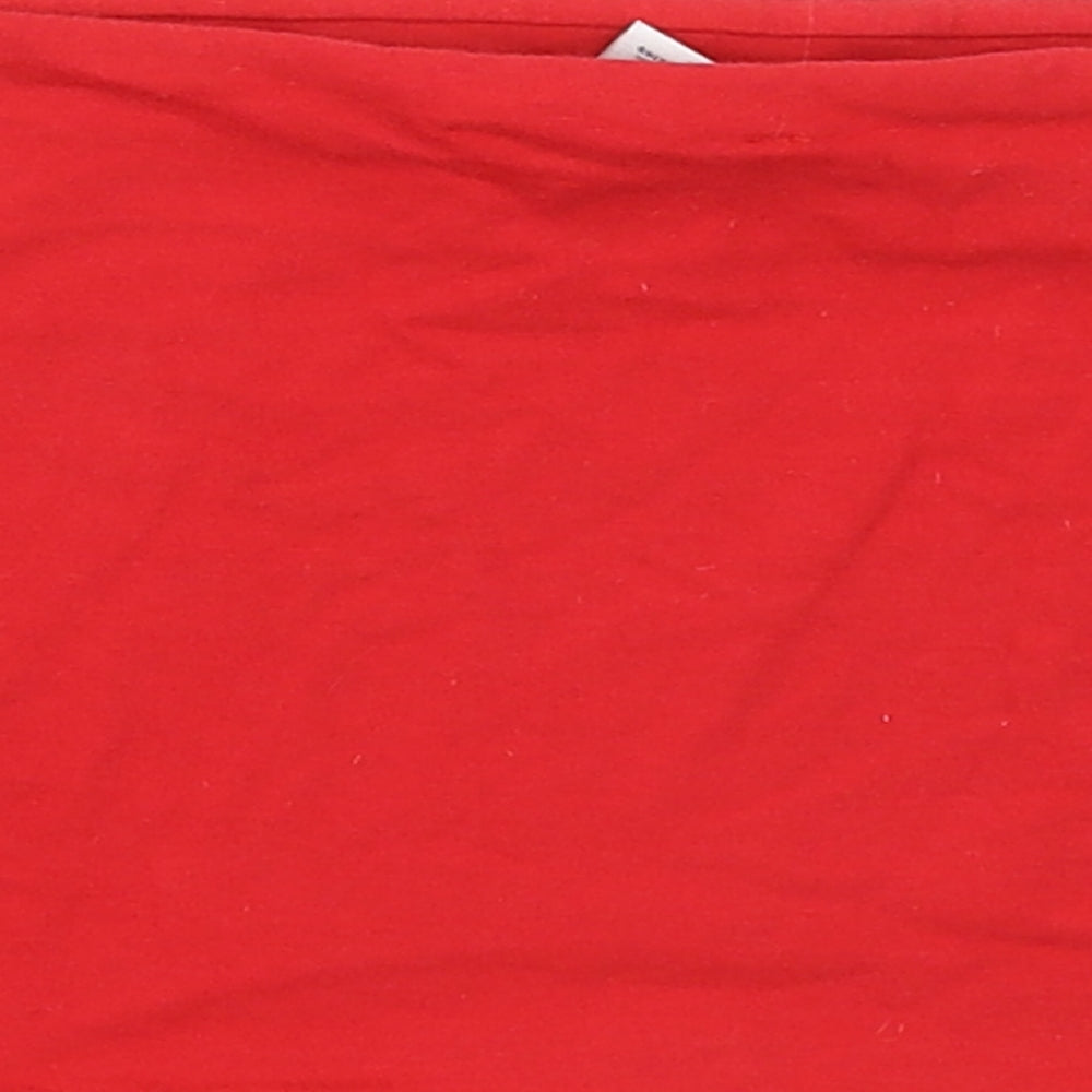 Topshop Womens Red  Cotton Cropped Tank Size 10 Round Neck