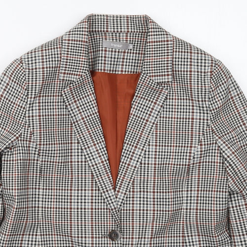 Fransa Womens Grey Check Polyester Jacket Suit Jacket Size 10