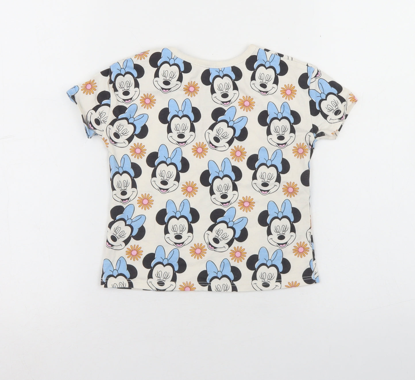 George Girls Beige Geometric Cotton Basic Casual Size 2 Years Round Neck Pullover - Minnie Mouse Disney
