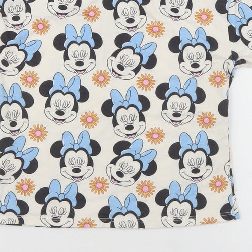 George Girls Beige Geometric Cotton Basic Casual Size 2 Years Round Neck Pullover - Minnie Mouse Disney