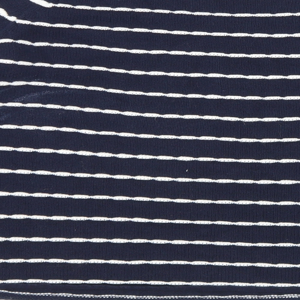 New Look Womens Blue Round Neck Striped 100% Cotton Pullover Jumper Size 12