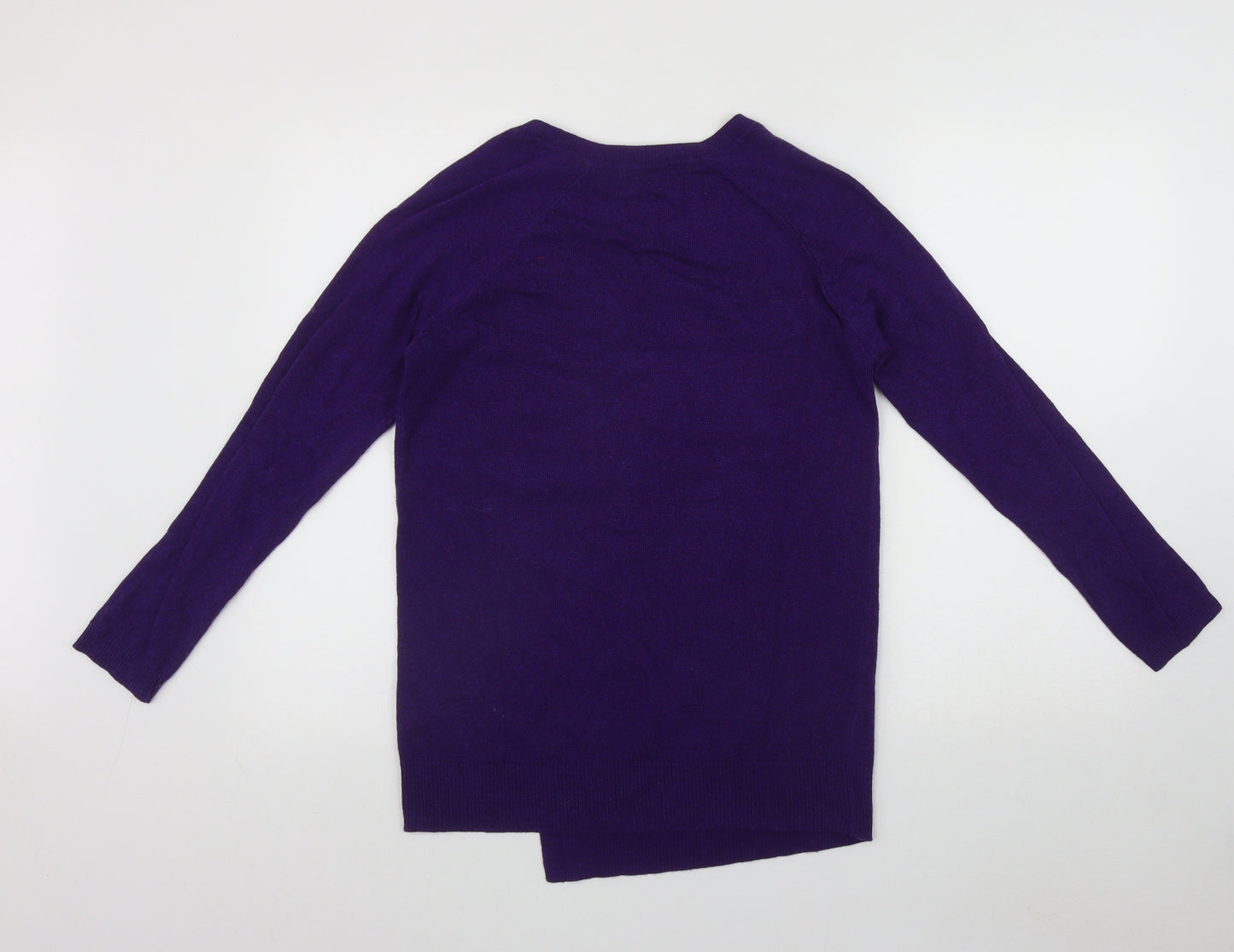 Marks and Spencer Womens Purple V-Neck  Viscose Pullover Jumper Size 8   - Cross Over Detail