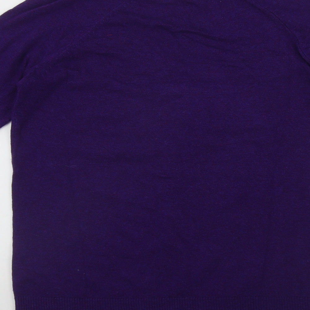 Marks and Spencer Womens Purple V-Neck  Viscose Pullover Jumper Size 8   - Cross Over Detail