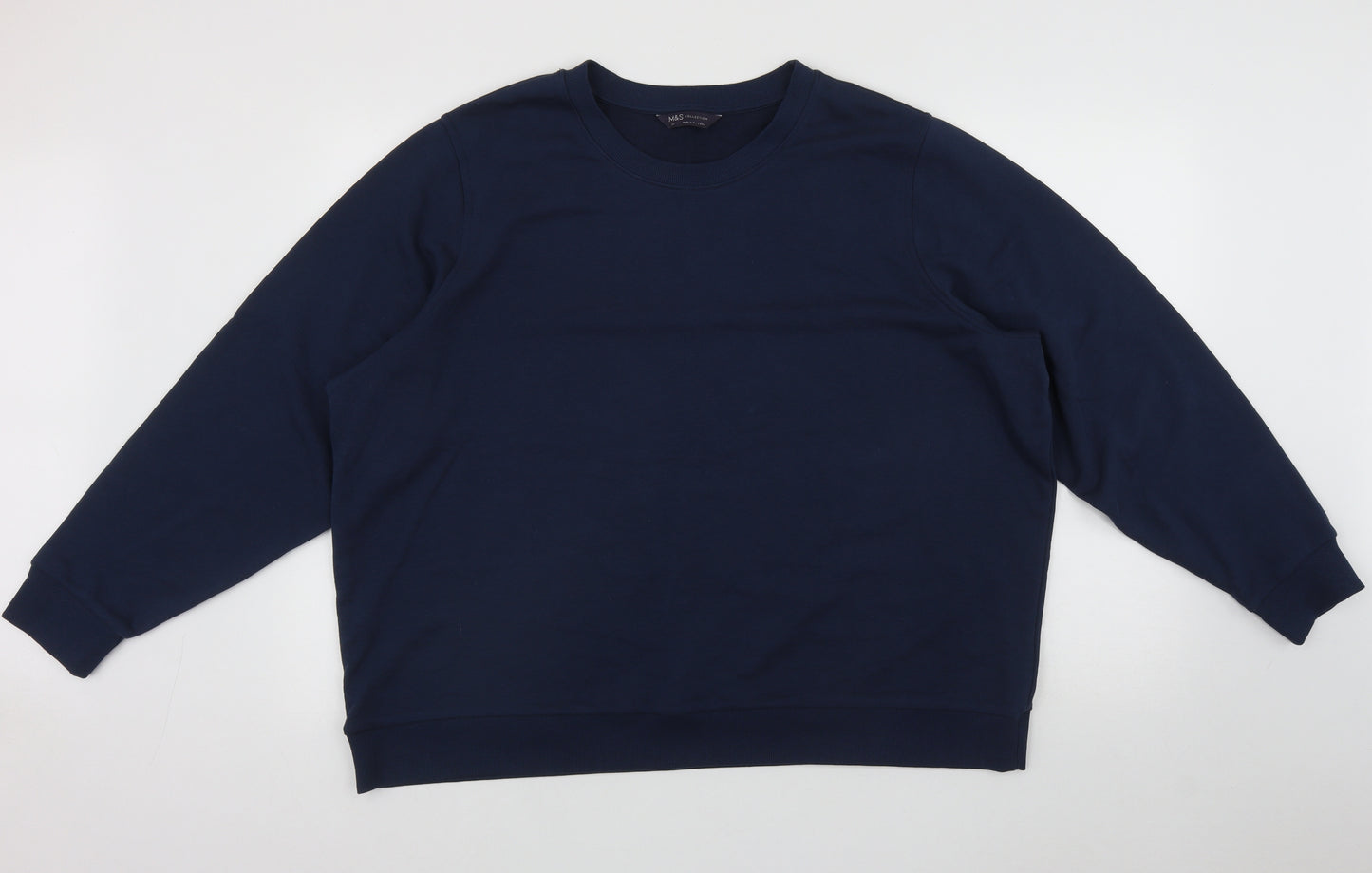 Marks and Spencer Womens Blue Round Neck  Cotton Pullover Jumper Size 24