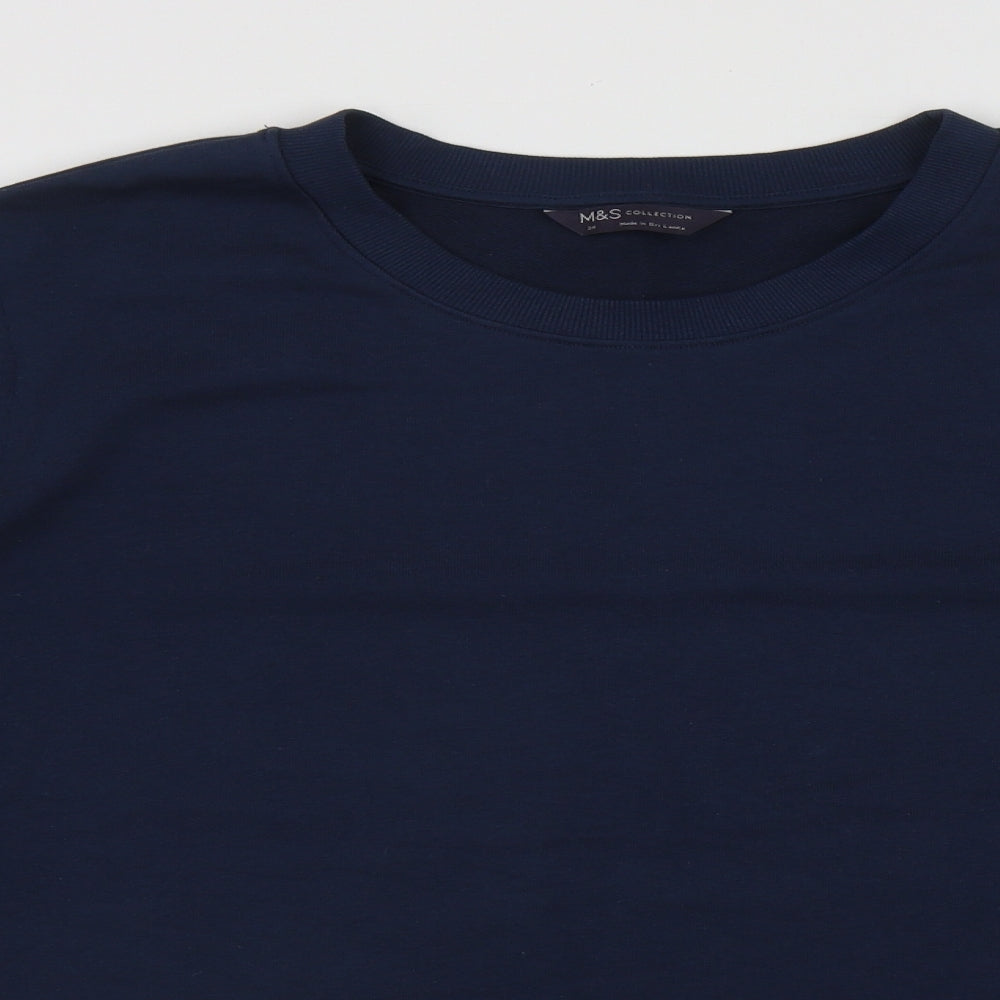 Marks and Spencer Womens Blue Round Neck  Cotton Pullover Jumper Size 24