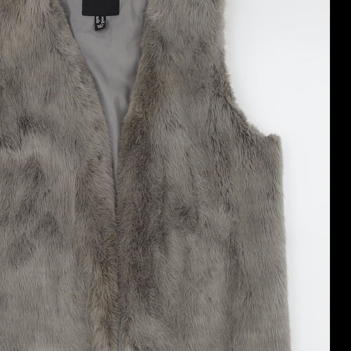 New Look Womens Grey   Gilet Jacket Size 14   - Faux Fur Gilet