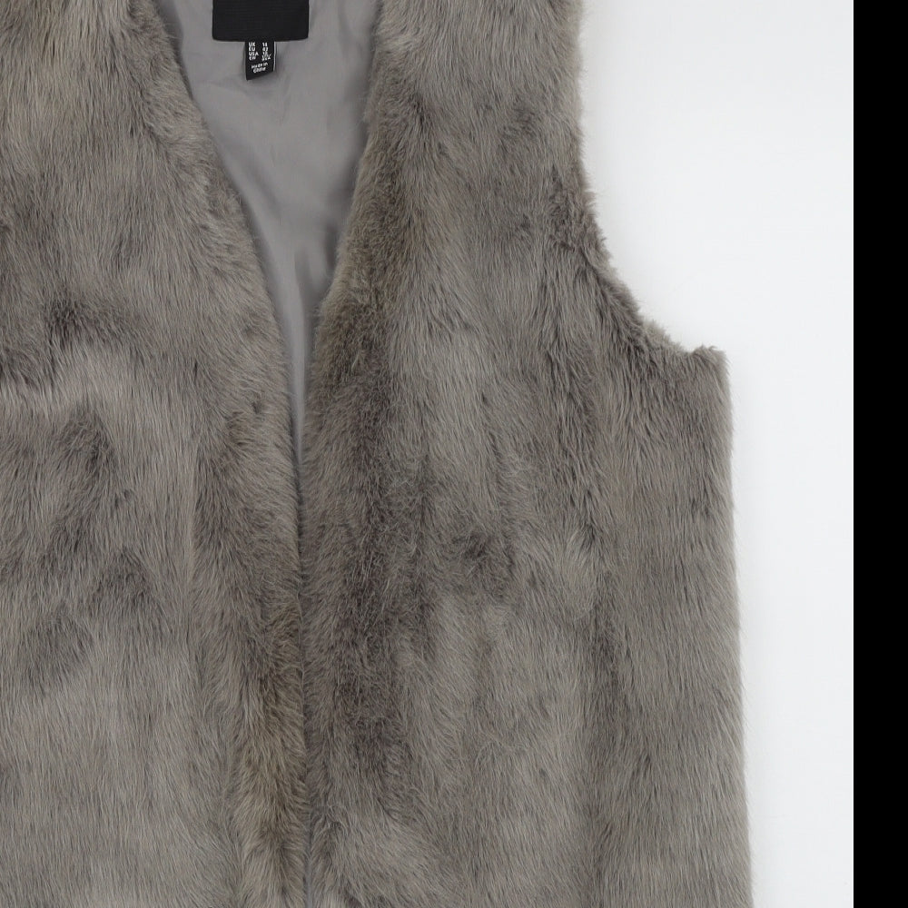 New Look Womens Grey   Gilet Jacket Size 14   - Faux Fur Gilet