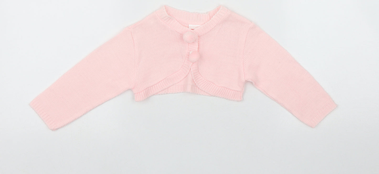 Little Nosh Baby Pink  Acrylic Cardigan Jumper Size 6-9 Months  Button