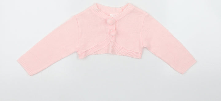 Little Nosh Baby Pink  Acrylic Cardigan Jumper Size 6-9 Months  Button