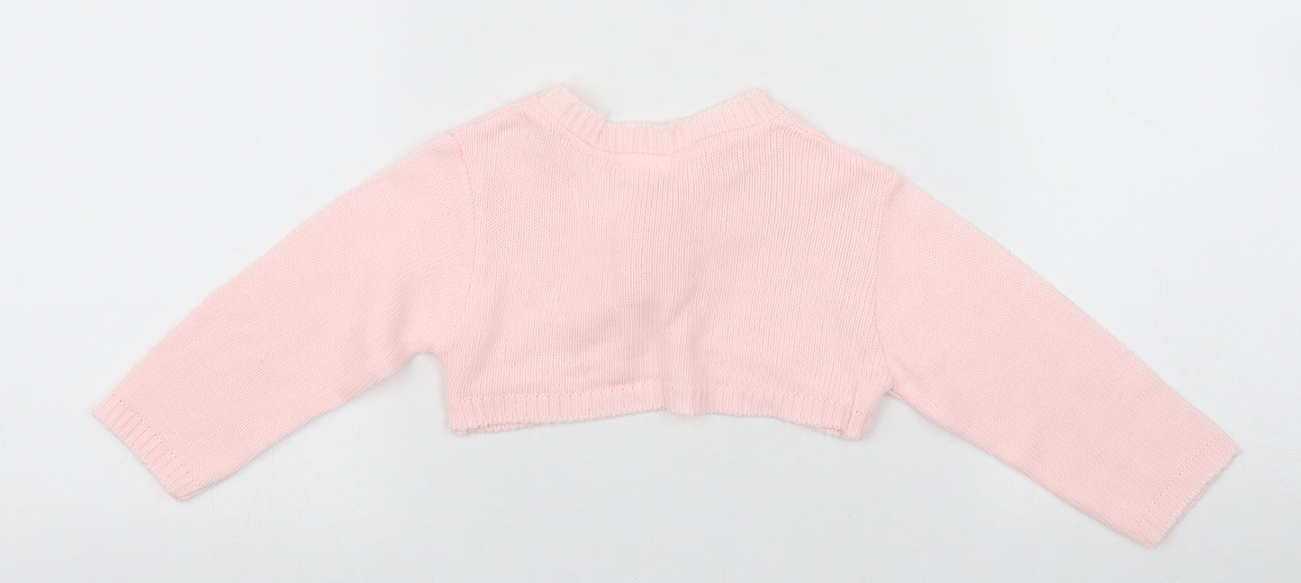 Little Nosh Baby Pink  Acrylic Cardigan Jumper Size 6-9 Months  Button
