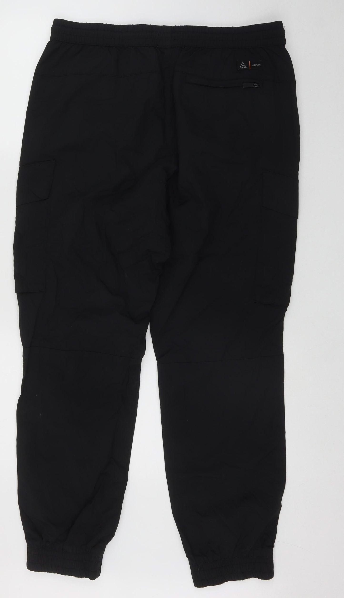 Adapt Mens Black  Nylon Cargo Trousers Size L L28 in Regular Tie - Elastic ankles Elastic waist