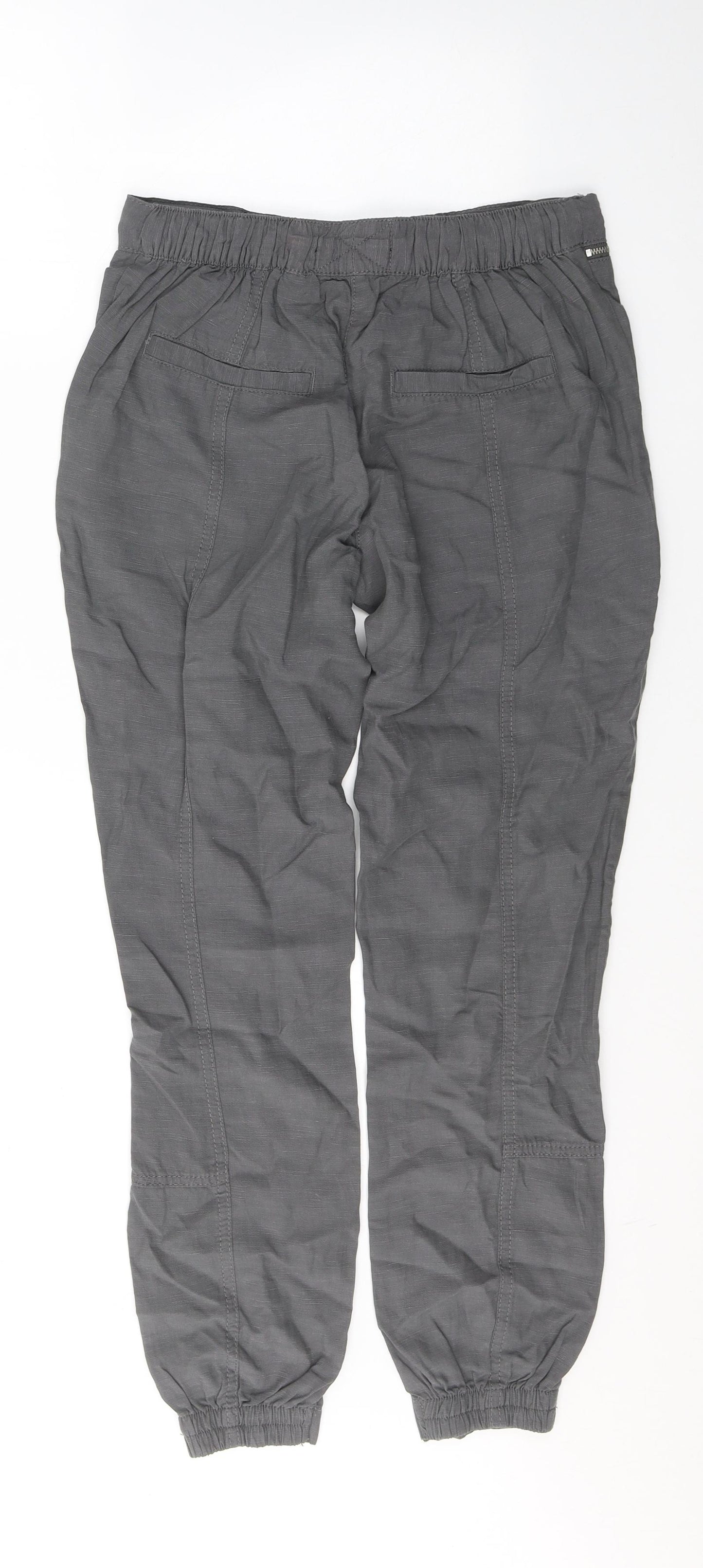 NEXT Womens Grey  Lyocell Trousers  Size 6 L28 in Regular Tie