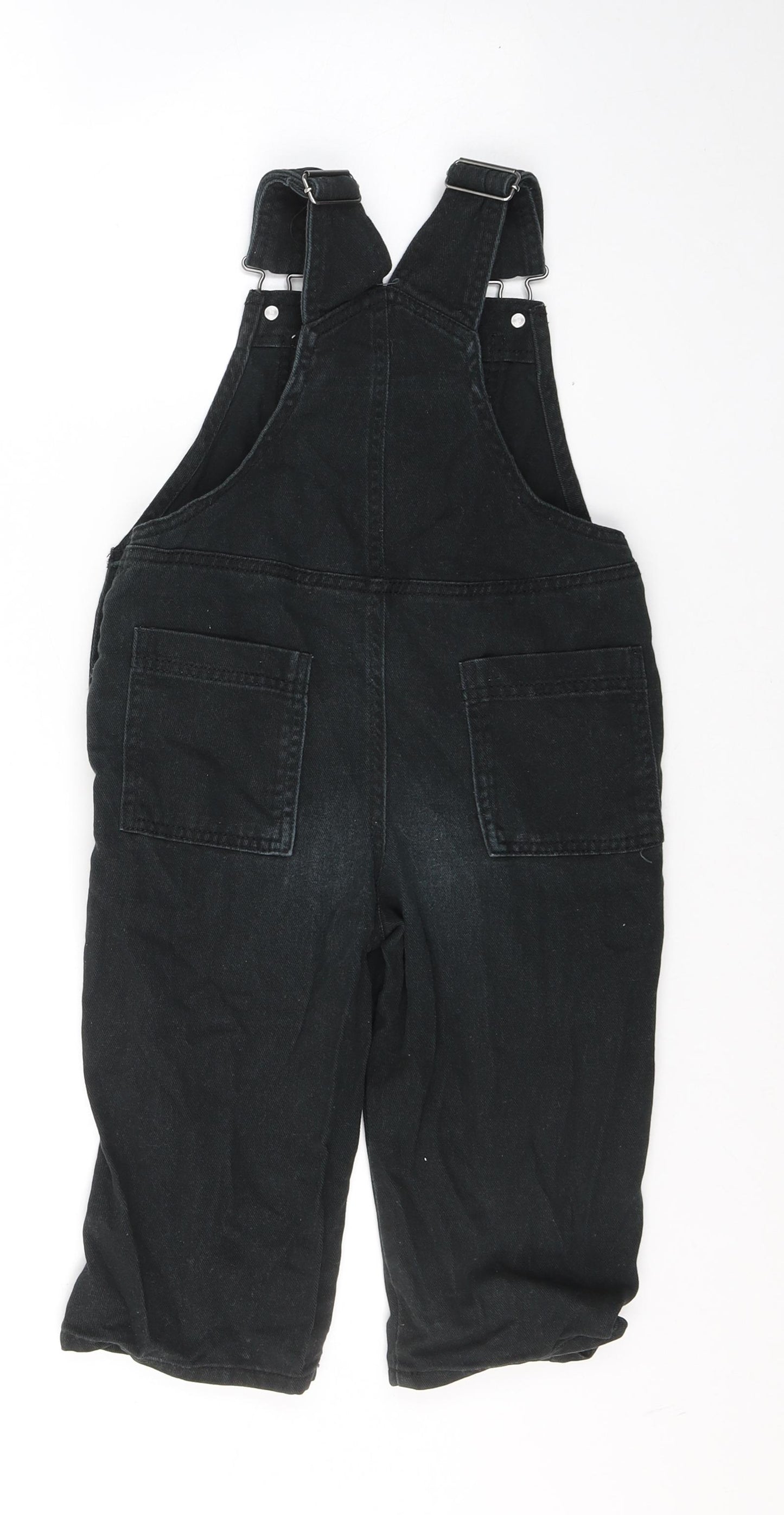 NEXT Girls Black  Cotton Dungaree One-Piece Size 3 Years  Button - Unisex