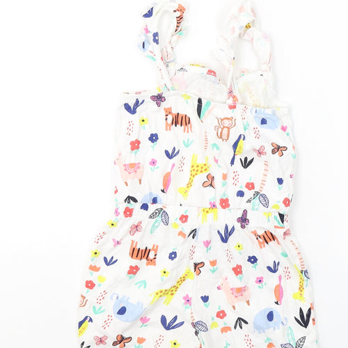 George Girls White Geometric Cotton Playsuit One-Piece Size 4-5 Years  Pullover - Cute Animals