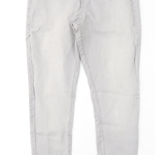 Marks and Spencer Womens Grey  Cotton Skinny Jeans Size 12 L25 in Slim Button