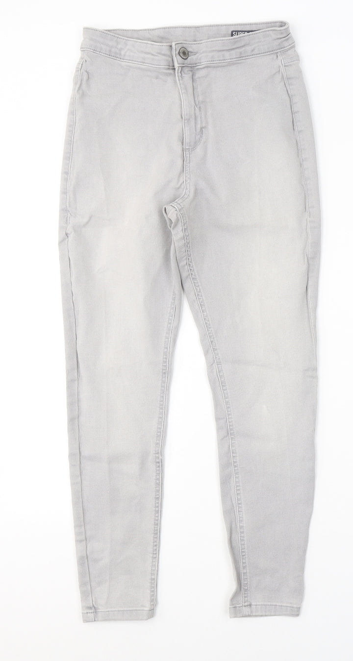 Marks and Spencer Womens Grey Cotton Skinny Jeans Size 12 L25 in Slim Button