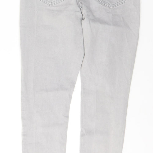 Marks and Spencer Womens Grey  Cotton Skinny Jeans Size 12 L25 in Slim Button
