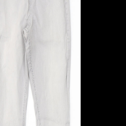 Marks and Spencer Womens Grey  Cotton Skinny Jeans Size 12 L25 in Slim Button