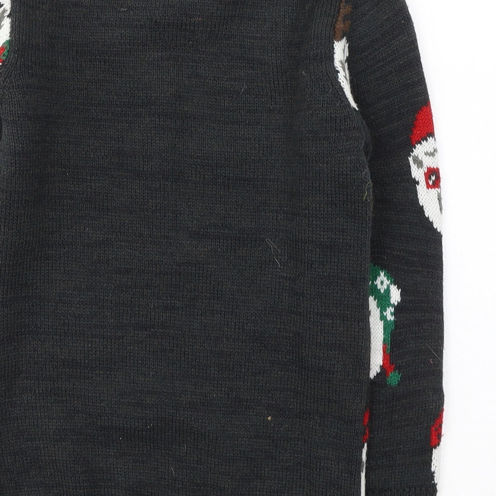 TU Boys Grey Round Neck  Acrylic Pullover Jumper Size 8 Years  Pullover - Christmas jumper/ Santa Animals