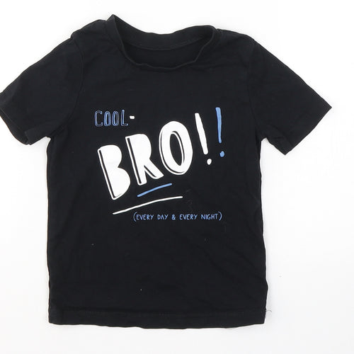 George Boys Black  Cotton Basic T-Shirt Size 2-3 Years Round Neck Pullover - Cool Bro