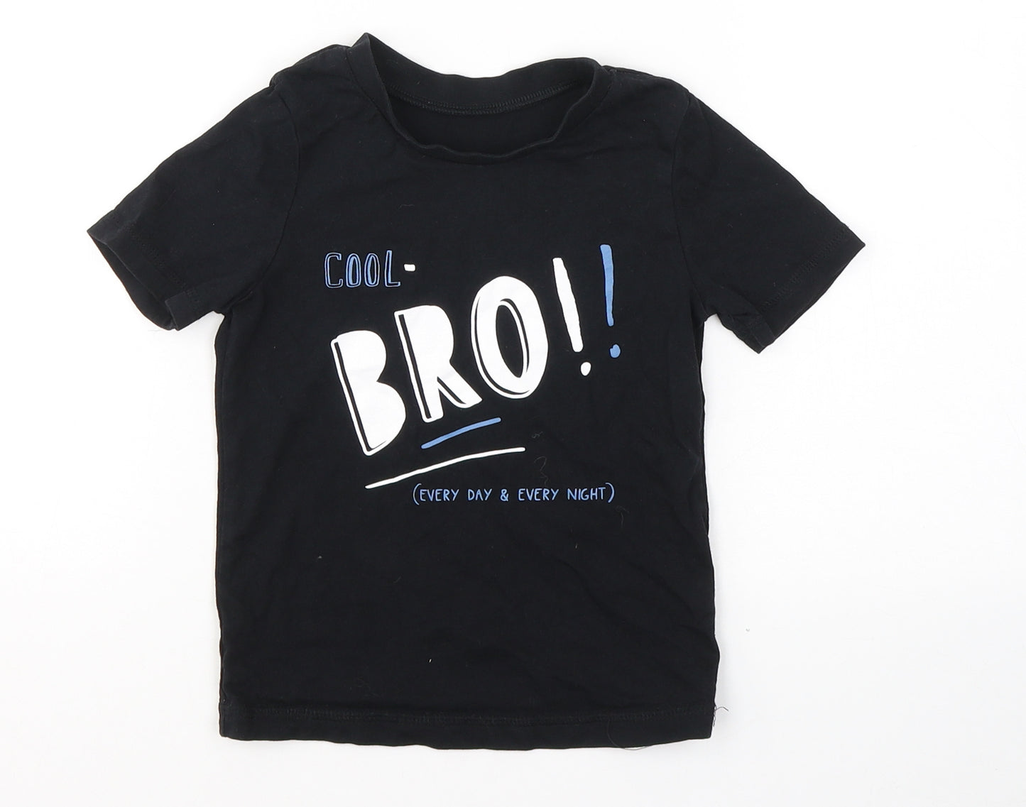 George Boys Black  Cotton Basic T-Shirt Size 2-3 Years Round Neck Pullover - Cool Bro