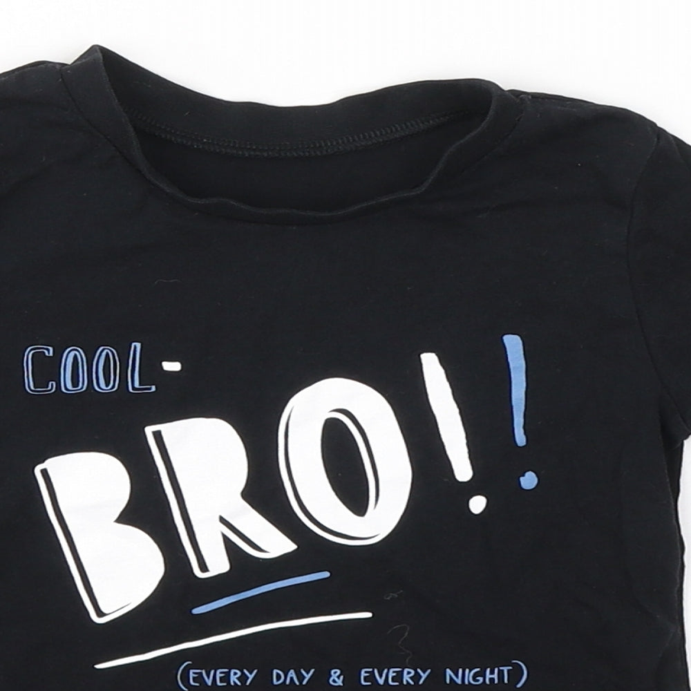 George Boys Black  Cotton Basic T-Shirt Size 2-3 Years Round Neck Pullover - Cool Bro