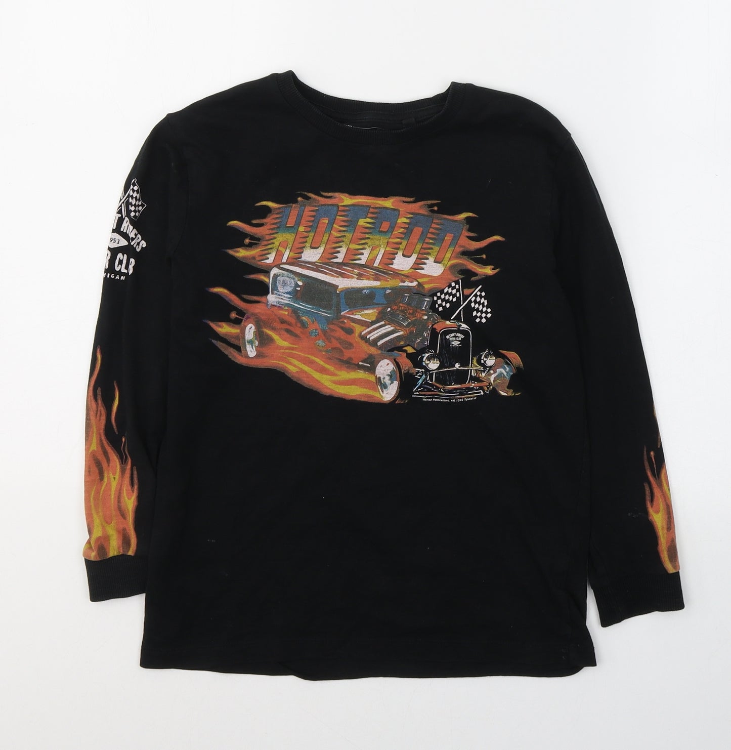 NEXT Boys Black  Cotton Pullover Casual Size 7 Years Round Neck Pullover - Hotrod racing car