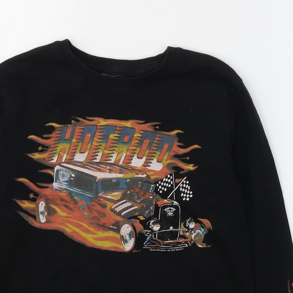 NEXT Boys Black  Cotton Pullover Casual Size 7 Years Round Neck Pullover - Hotrod racing car