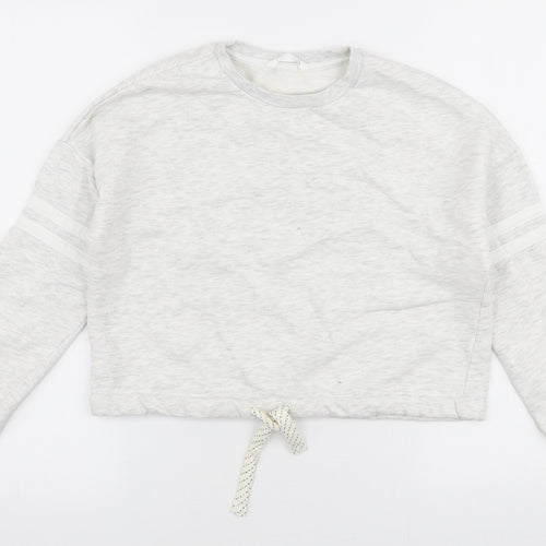 Marks and Spencer Girls Grey  Cotton Pullover Sweatshirt Size 10-11 Years  Pullover