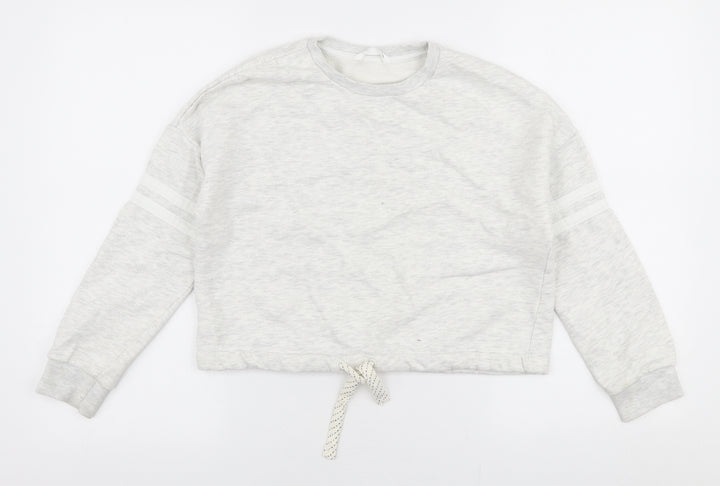Marks and Spencer Girls Grey Cotton Pullover Sweatshirt Size 10-11 Years Pullover